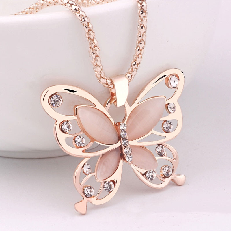 Natural Stone Butterfly Necklace Bellissimo Deals