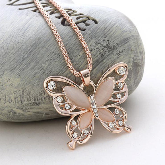 Natural Stone Butterfly Necklace Bellissimo Deals