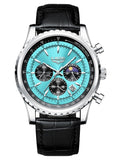 “Luxury Sports Quartz Wristwatch 8989 stainless steel case sapphire crystal brown strap”