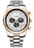 “Luxury Sports Quartz Wristwatch 8989 stainless steel case sapphire crystal brown strap”