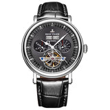 “Designer Chronograph Watch B22 stainless steel case brown leather strap multiple sub-dials”